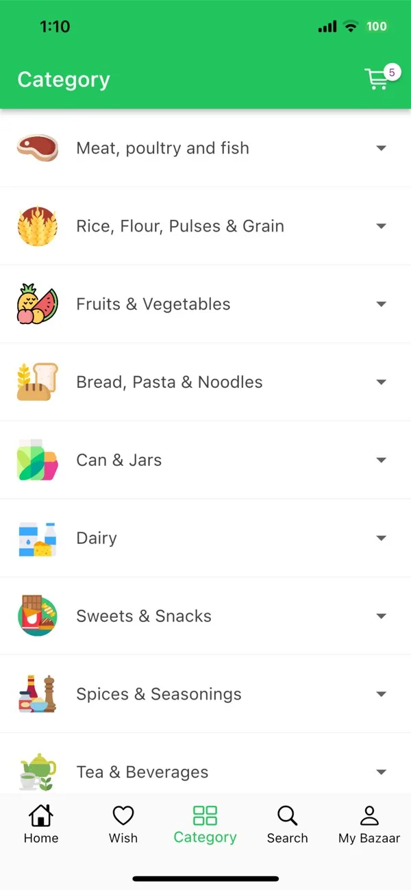 Albazaar app — categories